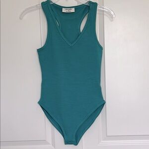 NWOT Zenana Teal Racerback Tank Bodysuit One Piece Size Small